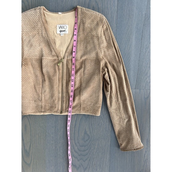 VAKKO Sport suede Leather Vintage Jacket Perforated Leather Size Small - Picture 5 of 8